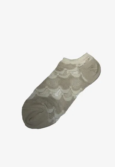Antipast Embroidered Lace Ankle Socks In Khaki