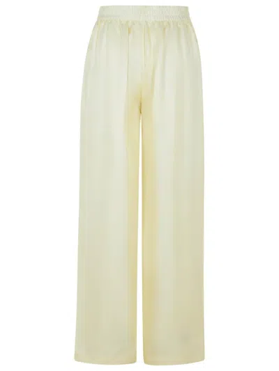 Lisa Yang Wide-leg Ivory Silk Trousers In Beige