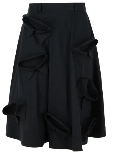 Moschino Flared Knee Length Skirt With Bow Accents In Black