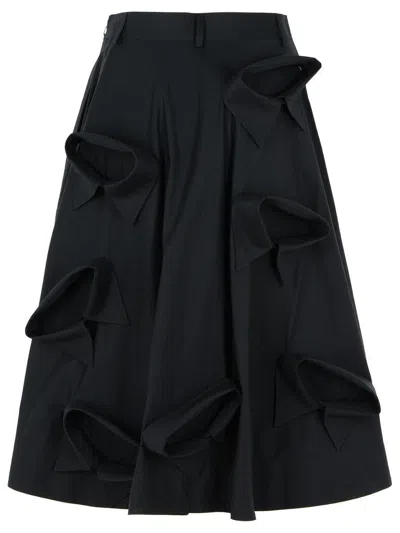 Moschino Flared Knee Length Skirt With Bow Accents In Black
