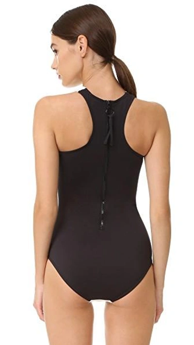 Shop Stella Mccartney Stella Iconic Colorblock One Piece In Black/stone/white