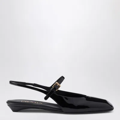 Prada Black Patent Leather Slingback Ballerina