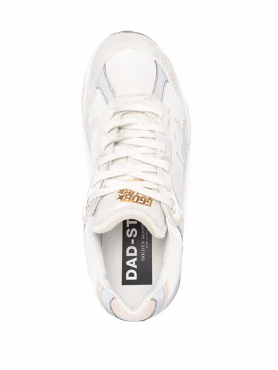 Golden Goose Dad-star Distressed Leather-trimmed Mesh And Suede Sneakers In White