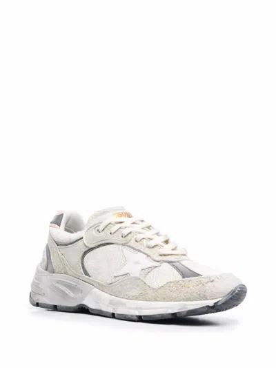 Golden Goose Dad-star Distressed Leather-trimmed Mesh And Suede Sneakers In White
