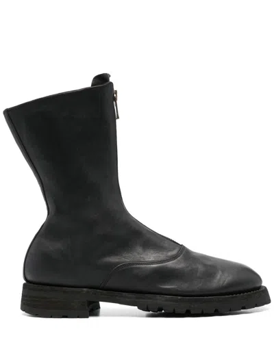 Guidi Front Zip Army Boots Shoes In Black