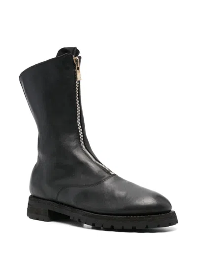 Guidi Front Zip Army Boots Shoes In Black