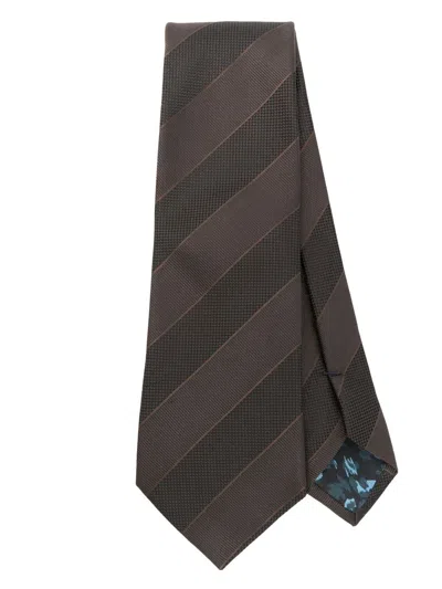 Paul Smith Men Striped Tie 8cm Tonal Stripes In Brown