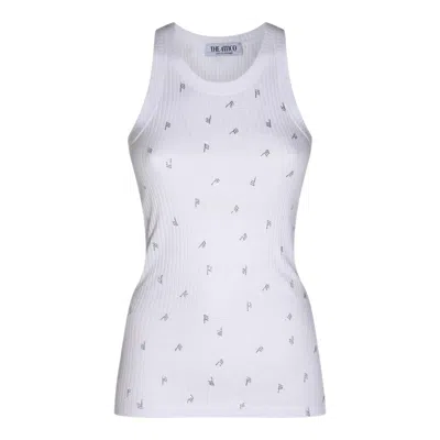 Attico Rhinestone-logo Lettering Tank Top In White/crystal