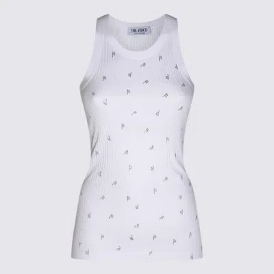 Attico Rhinestone-logo Lettering Tank Top In White/crystal