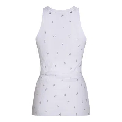 Attico Rhinestone-logo Lettering Tank Top In White/crystal