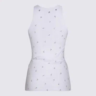 Attico Rhinestone-logo Lettering Tank Top In White/crystal