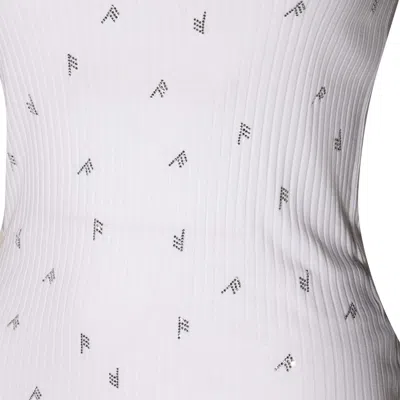 Attico Rhinestone-logo Lettering Tank Top In White/crystal