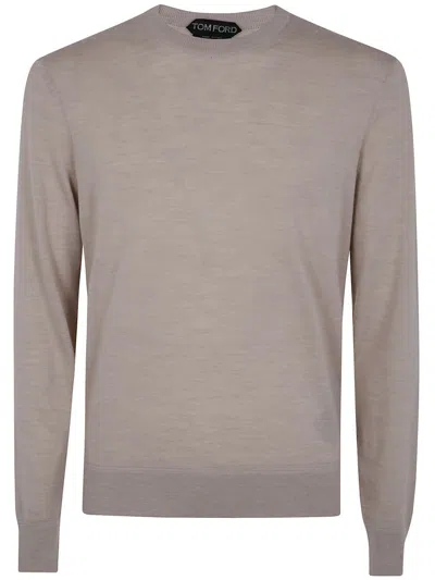 Tom Ford Knitwear Crew Neck Knitted Clothing In Beige