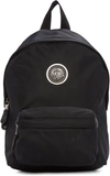 VERSUS Black Nylon Lion Medallion Backpack