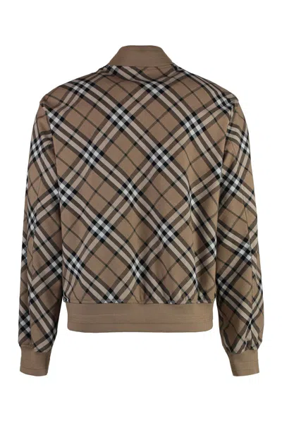 Burberry Linden Check Wool Blend Harrington Jacket In Beige