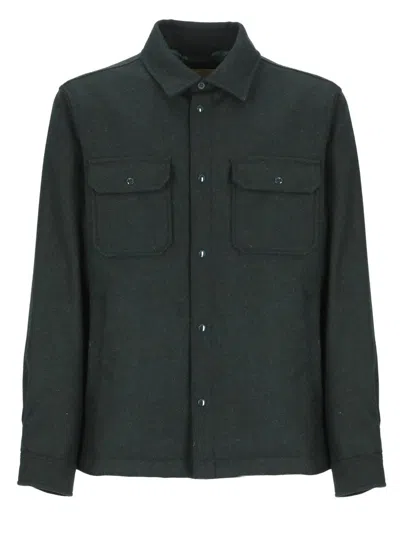 Woolrich Two-pocket Button-up Shirt Jacket In Green