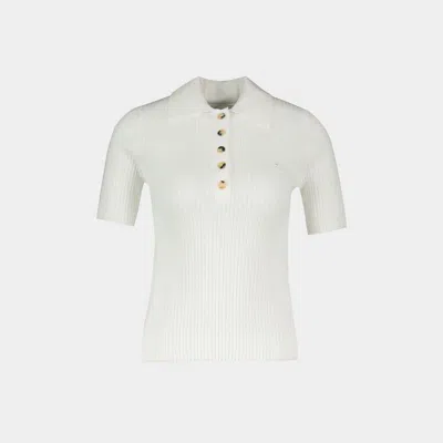 Courrèges Iconic Rib-knit Polo Shirt In White