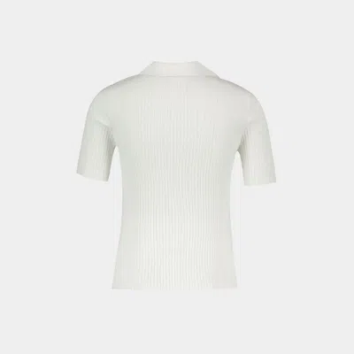 Courrèges Iconic Rib-knit Polo Shirt In White