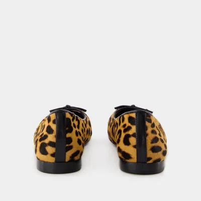 Tory Burch Brown Ballet Shoes With Cap Toe And Leopard Print In Leather Woman In Printed