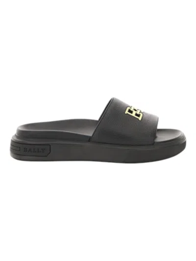 Bally Jaxons 6300152 Men's Black Bovine Grained Leather Sandals In Black
