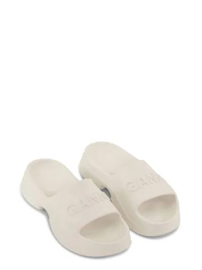 Shop Ganni Women's Pool Slide Sandals In Egret In White