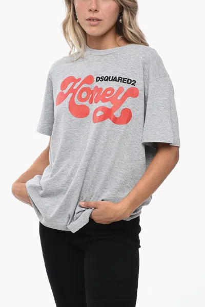 Dsquared2 Crew Neck Honey Cotton Blend T-shirt In Grey
