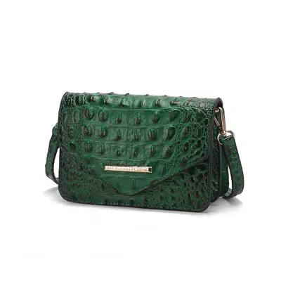 Mkf Collection By Mia K Vanta Saddle Croc-embossed Vegan Leather Shoulder Handbag In Green