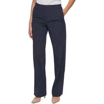 Tommy Hilfiger Womens Pinstripe Knit Wide Leg Pants In Multi