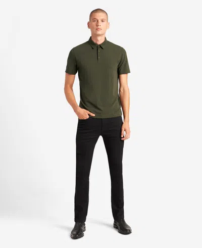 Kenneth Cole Performance Button Polo In Dark Green