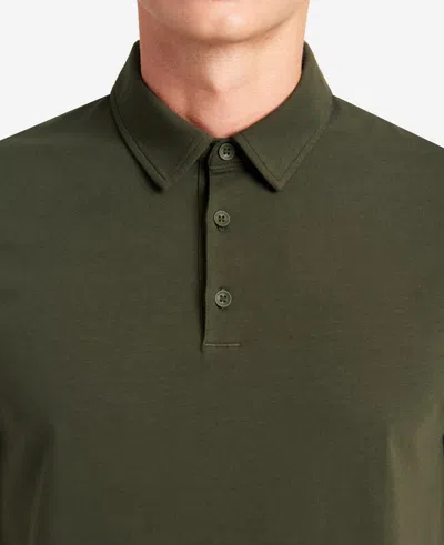 Kenneth Cole Performance Button Polo In Dark Green