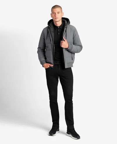 Kenneth Cole Oxford Detachable Hooded Bomber Jacket In Grey