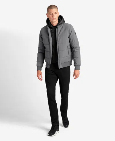 Kenneth Cole Oxford Detachable Hooded Bomber Jacket In Grey