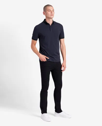 Kenneth Cole Colorblock Collar Solid Short Sleeve Polo In Navy