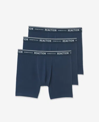Kenneth Cole Organic Cotton Stretch Boxer Briefs 3-pack In Navy