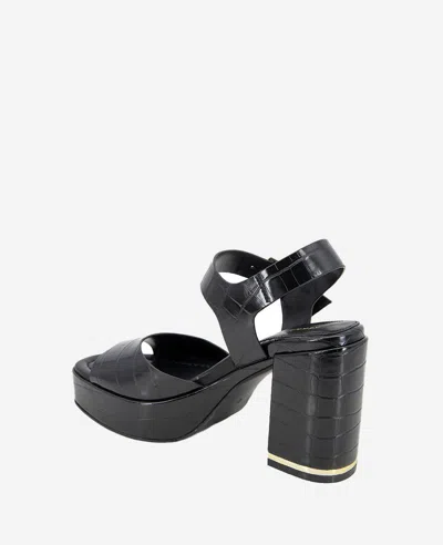 Kenneth Cole Dolly Ankle Strap Platform Heeled Sandal In Black Croco