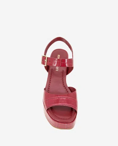 Kenneth Cole Darla Ankle Strap Platform Sandal In Rio Red Croco