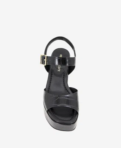 Kenneth Cole Dolly Ankle Strap Platform Heeled Sandal In Black Croco