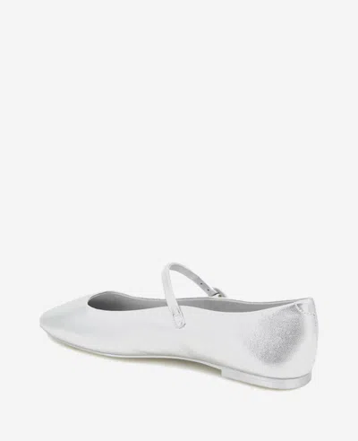 Kenneth Cole Jasper Mary Jane Flat In Silver Leather