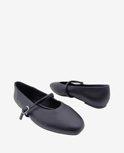 Kenneth Cole Jasper Mary Jane Flat In Black Leather