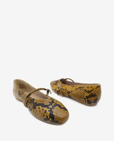 Kenneth Cole Magnolia Snakeskin Leather Ballet Flat In Brown Snake