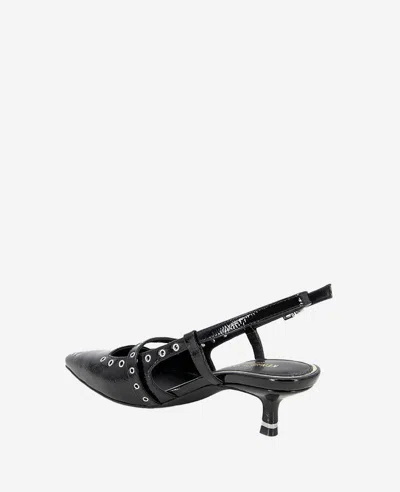 Kenneth Cole Martha Eyelet Slingback Kitten Heel Pump In Black Patent