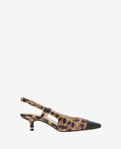 Kenneth Cole Martha Slingback Cap Toe Kitten Heel Pump In Leopard Suede