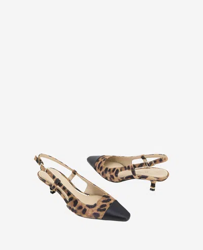 Kenneth Cole Martha Slingback Cap Toe Kitten Heel Pump In Leopard Suede
