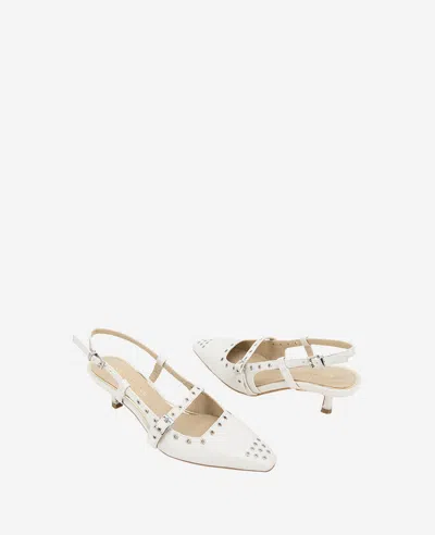 Kenneth Cole Martha Eyelet Slingback Kitten Heel Pump In Ecru Patent