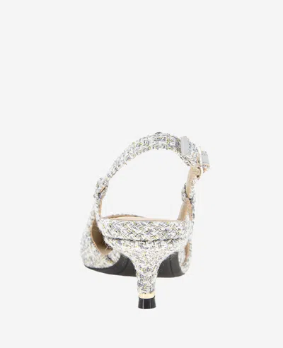 Kenneth Cole Martha Eyelet Slingback Kitten Heel Pump In Ecru Patent