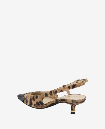 Kenneth Cole Martha Slingback Cap Toe Kitten Heel Pump In Leopard Suede