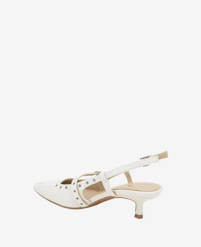 Kenneth Cole Martha Eyelet Slingback Kitten Heel Pump In Ecru Patent