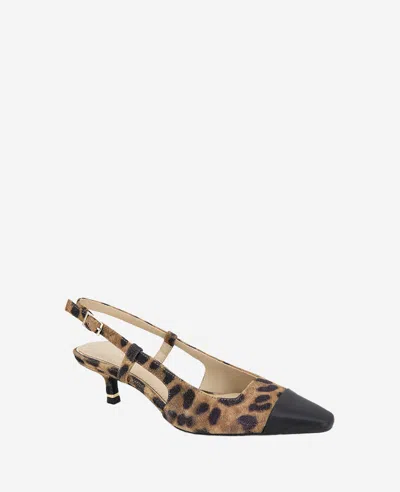 Kenneth Cole Martha Slingback Cap Toe Kitten Heel Pump In Leopard Suede