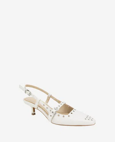 Kenneth Cole Martha Eyelet Slingback Kitten Heel Pump In Ecru Patent