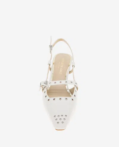 Kenneth Cole Martha Eyelet Slingback Kitten Heel Pump In Ecru Patent